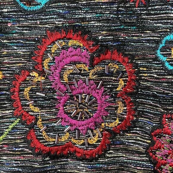 Vintage Chicos Design Silk Blend Embroidered Button Down Jacket Size 1 Medium - Picture 9 of 9